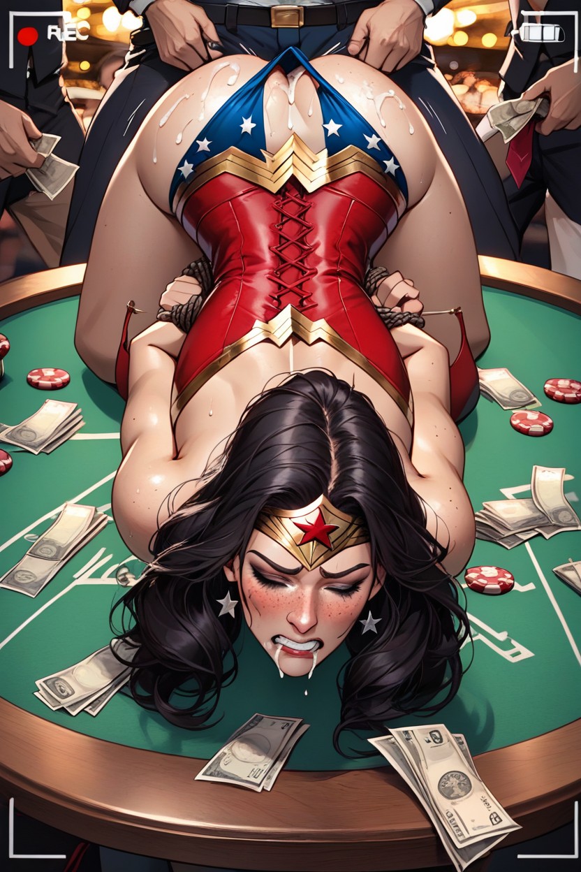 Bounce Lines, Red Corset, On Table AI Porn
