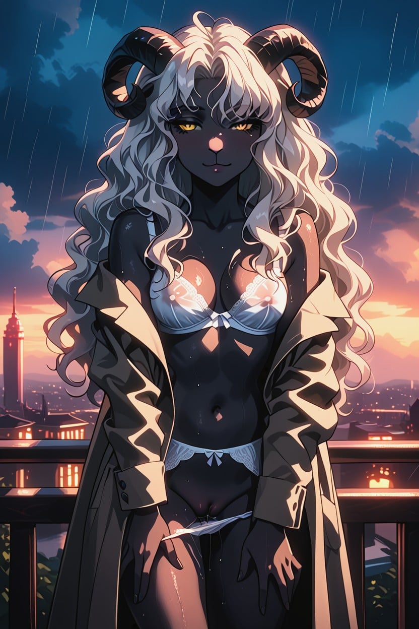 Black Trench Coat, Pussy Juice Everywhere, Wavy Smile Furry AI Porn