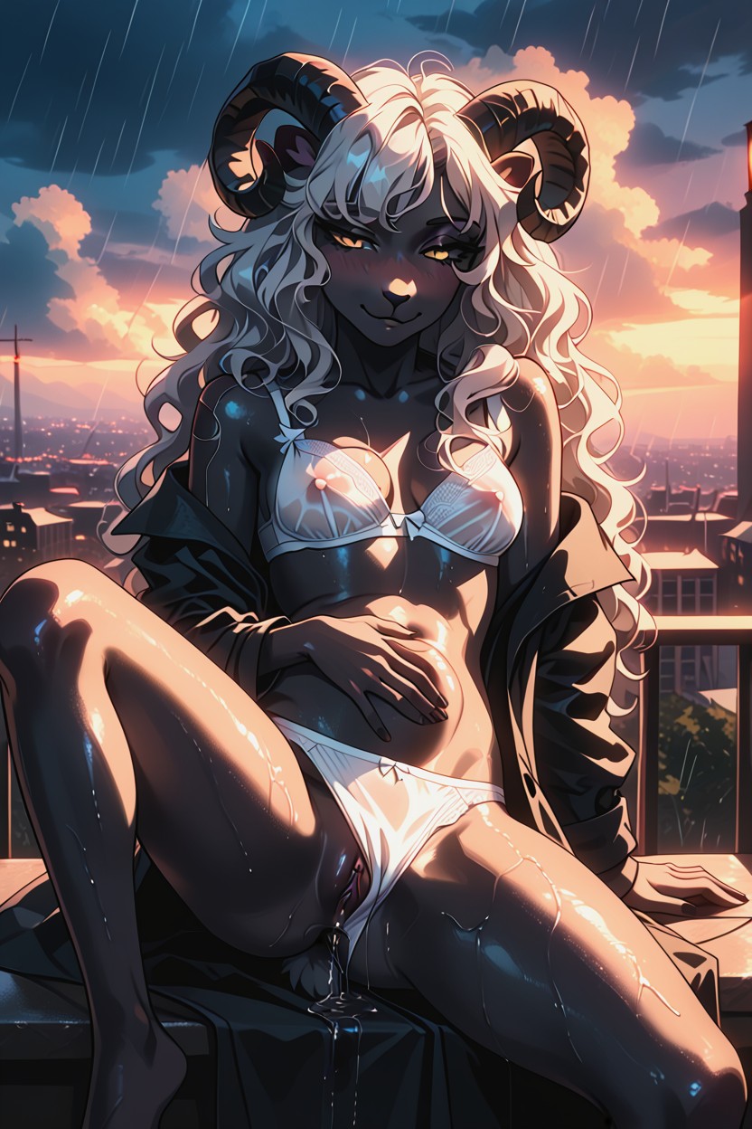 White Bra, Pussy Overflowing, Cloudy Furry AI Porn
