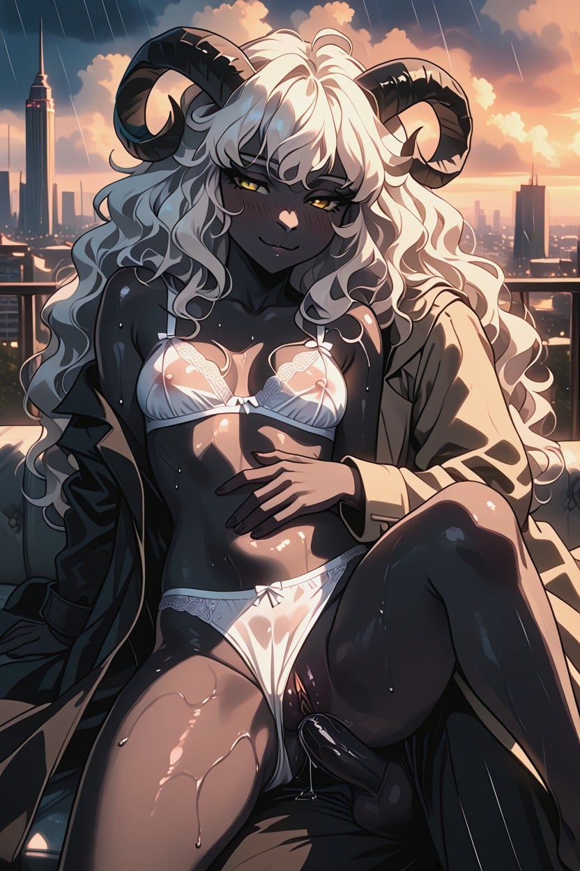 Golden Eyes, Completely Black Skin, Only Black Skin Furry AI Porn