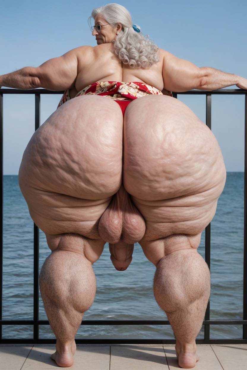 Giant Tall Futanari, Ocean Background, Wide Angle AI Porn