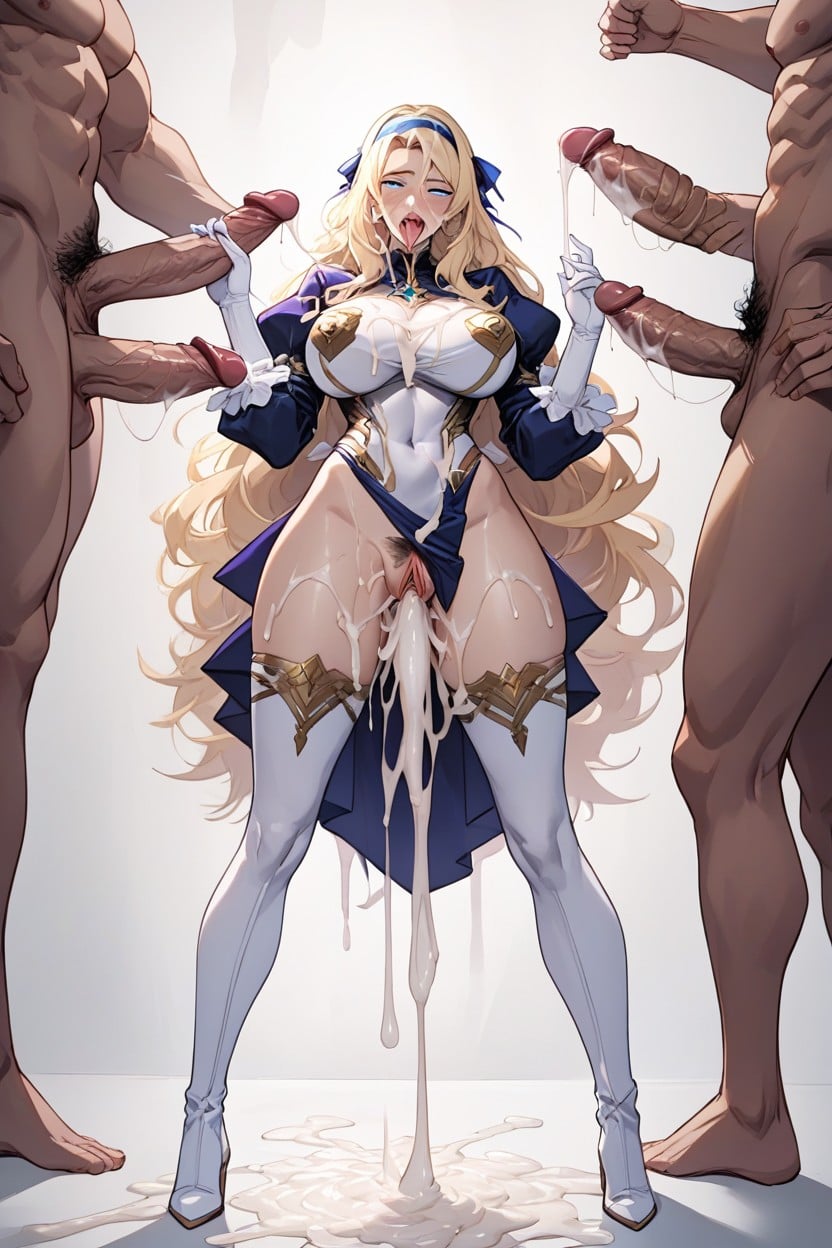 Gangbang, Purple Juliet Sleeves With Intricate Golden Details, Gold Nipple Covers Hentai AI Porn