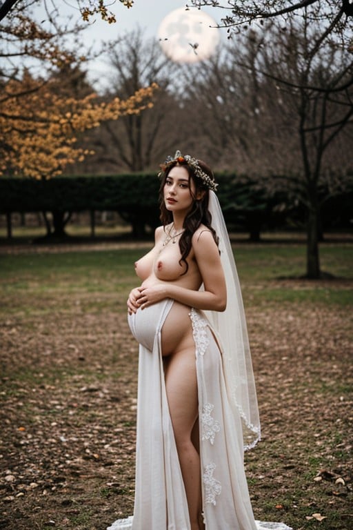 Wet With Dew, Side View, Wedding AI Porn
