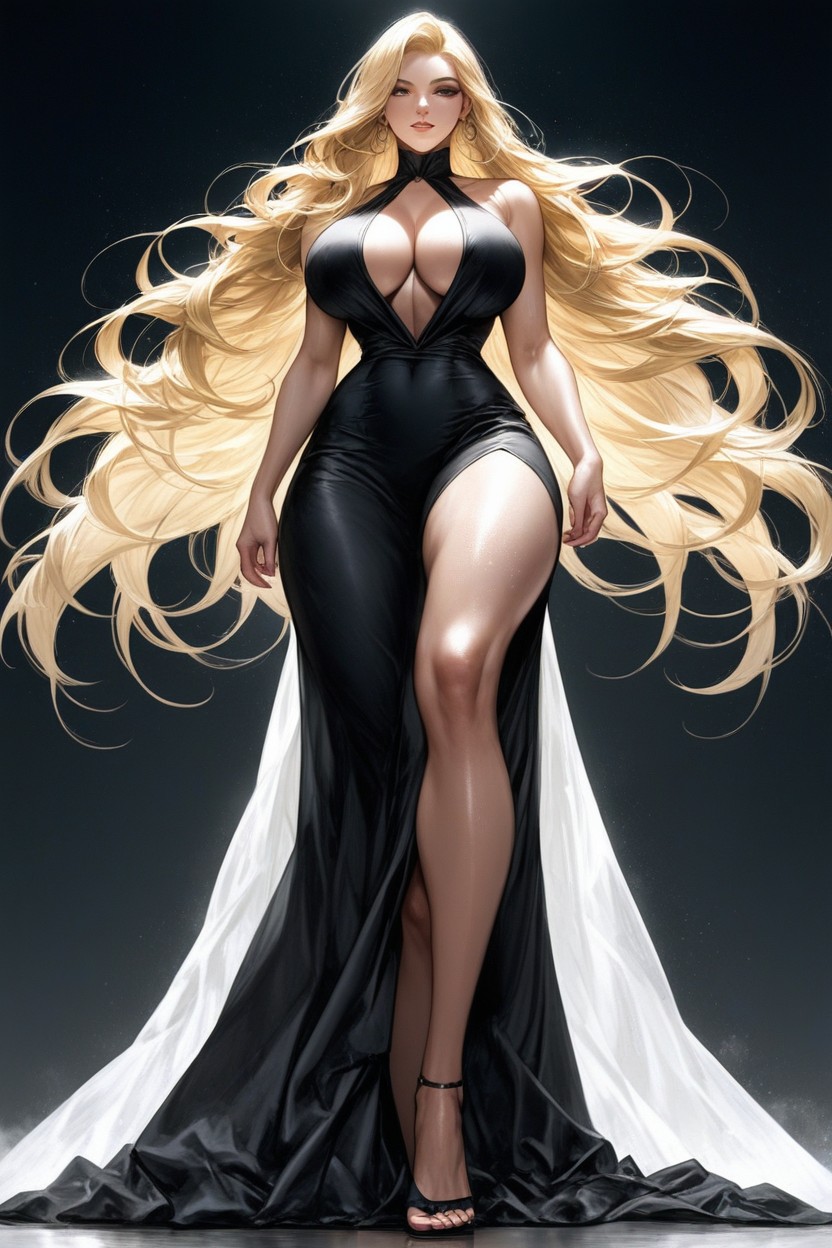 Tall Figure, Long Blonde Hair, Long Legs AI Porn