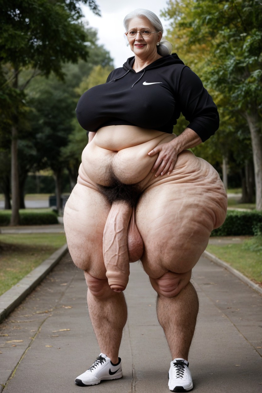 Hyper Hairy Chest Hair Extremely Massive Long Bulge Through Clothing, Outdoors, Hairy Feet Hairy Ankles Hairy Bushy Thighs Like A Sasquatch AI Porn