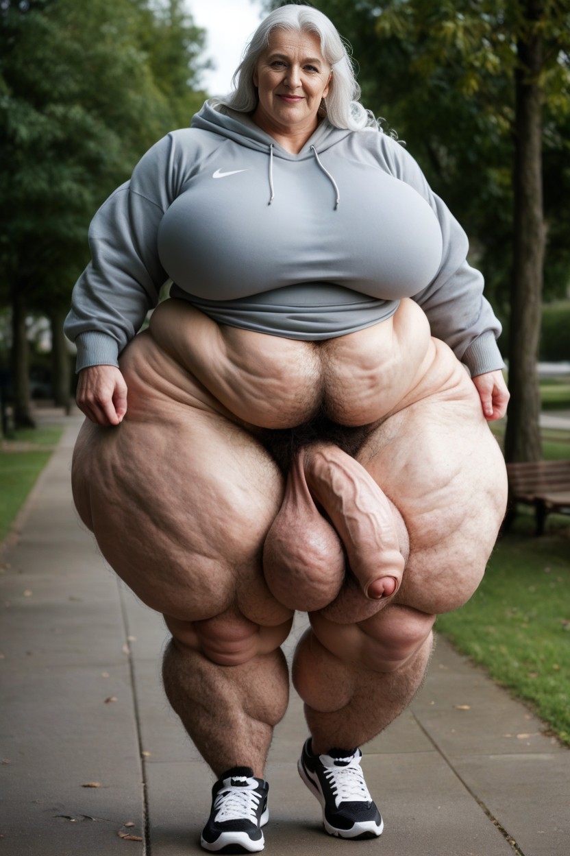 Giant Tall Futanari, Gigantic Saggy Breast, Grande Angular Pornografia de IA