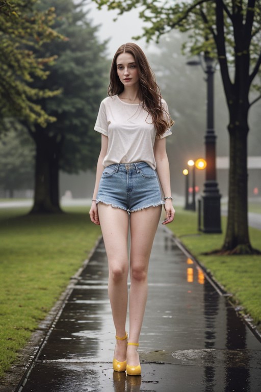 18+, White T Shirt, Jeans Shorts AI 포르노