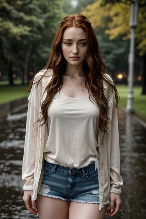 Wet Clothes, White T Shirt, Mystic Ambiance AI Porn