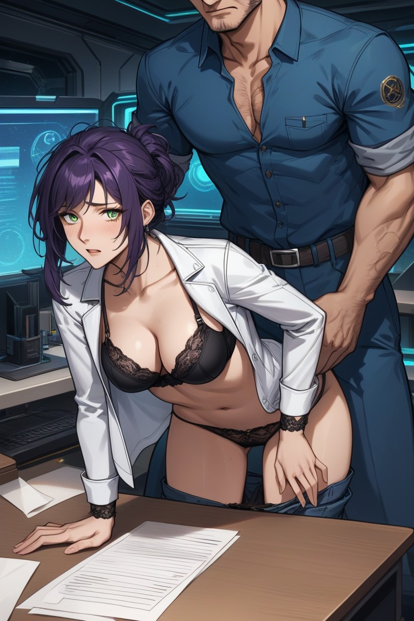 Green Eyes, Sci Fi, Rear View AI Porn