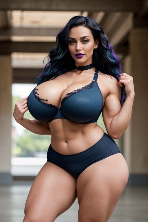 Oversized Steroid Biceps, Beautiful Bimbo Face, Extremely Tall AI Porn