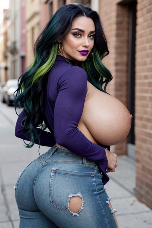 Extremely Tall, Extremely Veiny Arms, Curvy Muscular Steroid Bimbo AI Porn