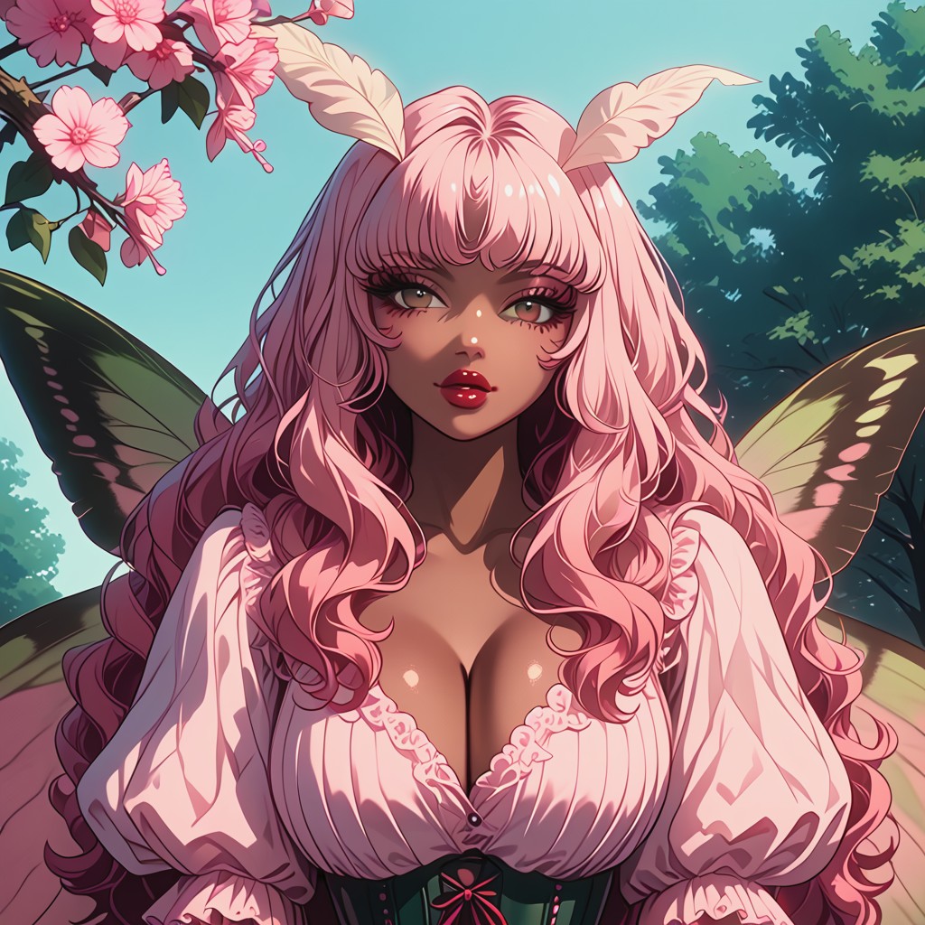 Fuzzy Wings, Ultradetailed Face, Dark Skin Hentai AI Porn