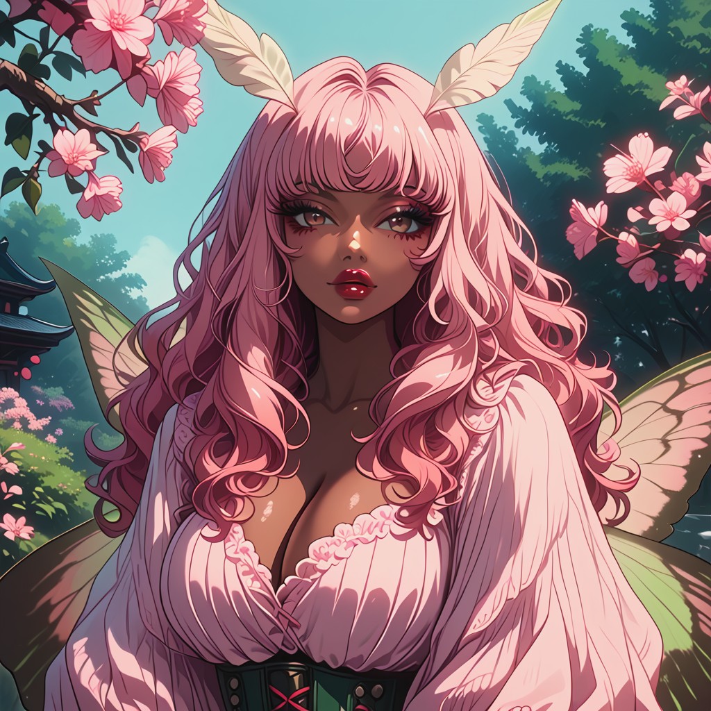 Dark Tan Skin, Tan Skin, Fluffy Wings Hentai AI Porn