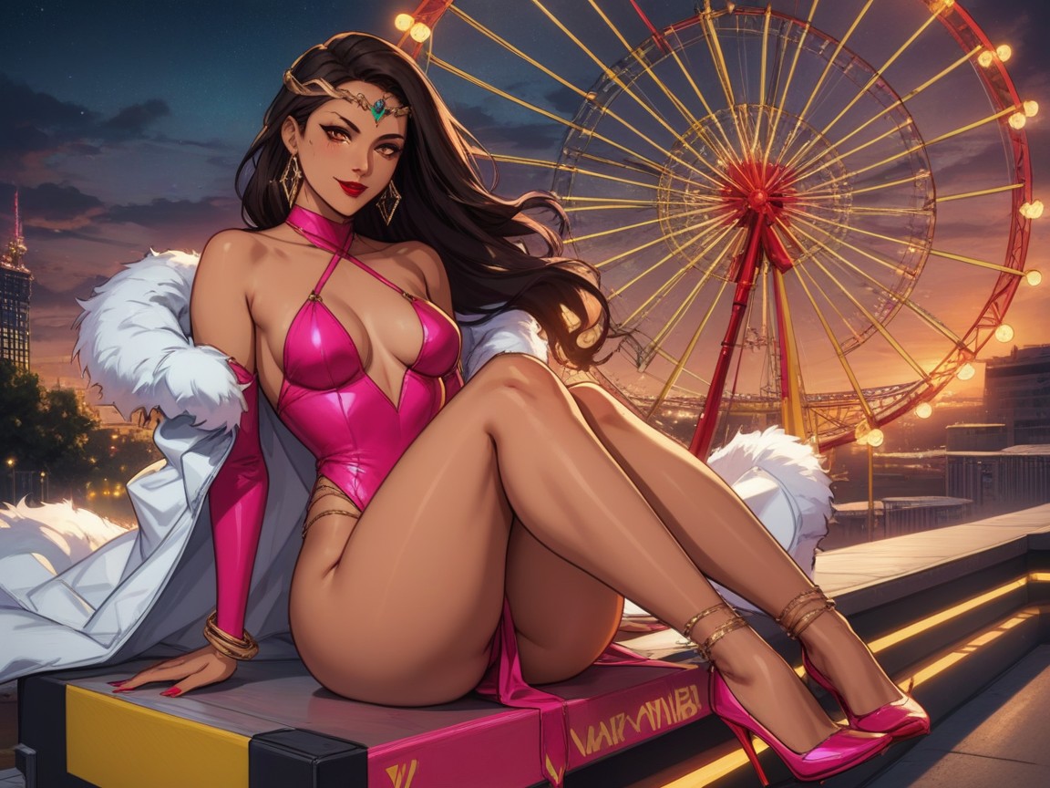 Wearing Pink Carnival Clothes, Sheer Pink Dress, Pelo Negro Porno latina IA