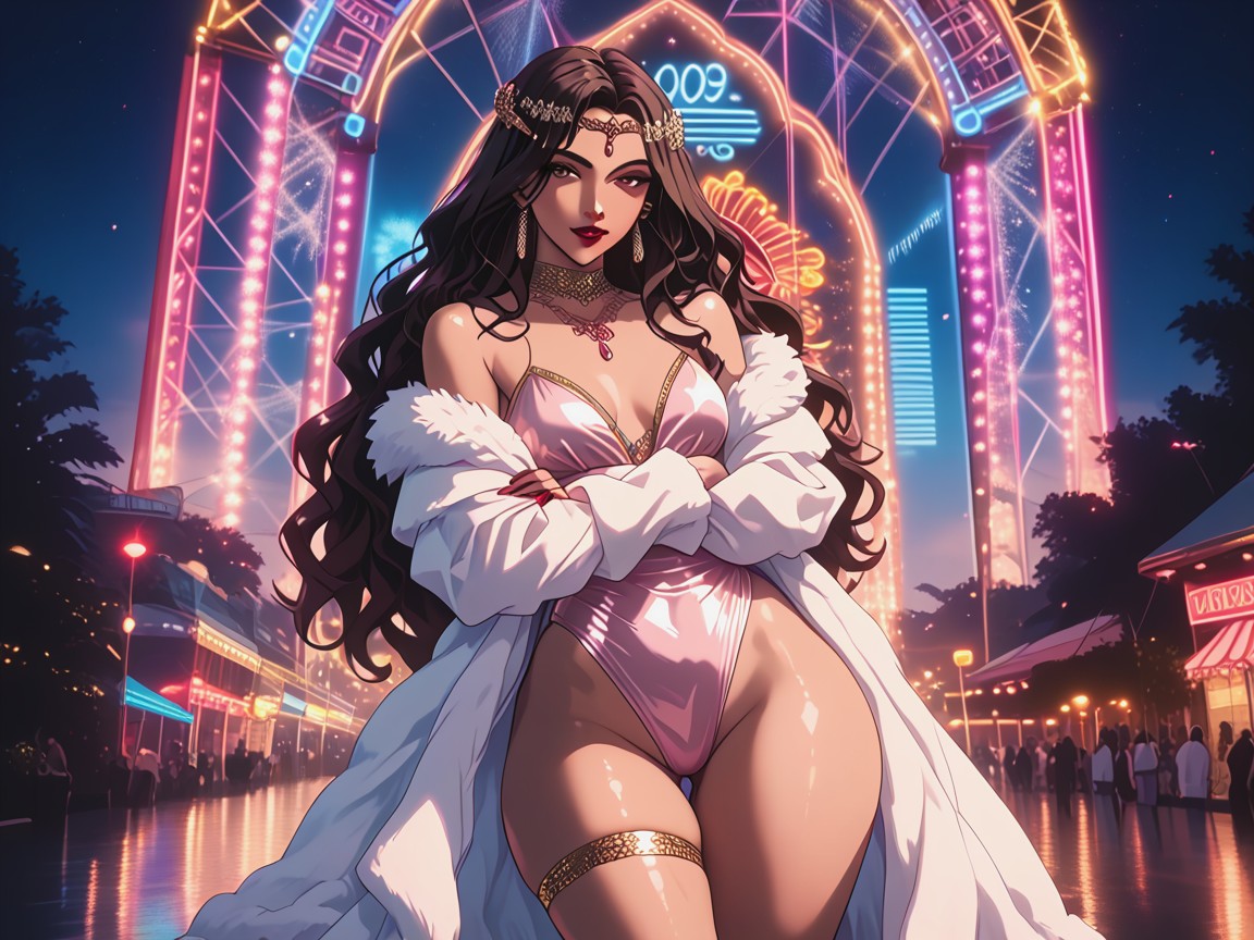 White Fur Coat, Brown Eyes, Thick Thighs Hentai AI Porn