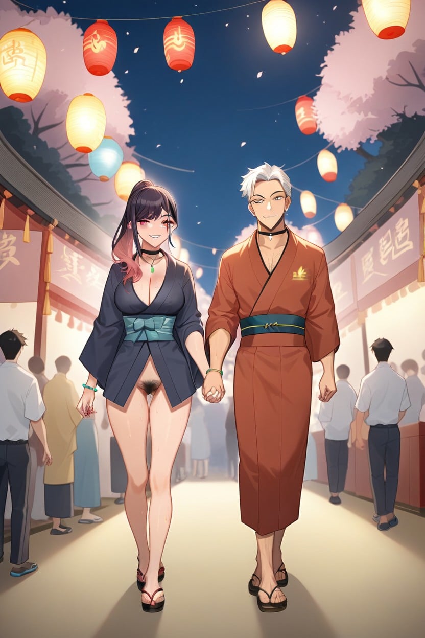 18+, Holding Hands, Open Kimono Hentai AI Porn