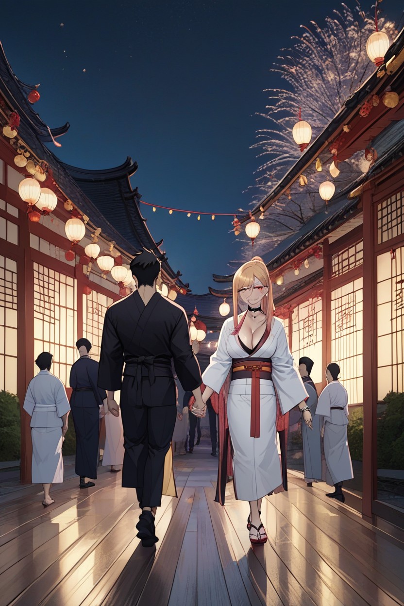 Night, Bracelet, Open Kimono Hentai AI Porn