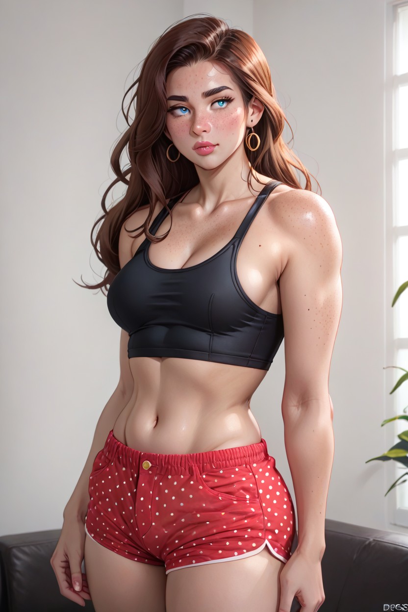 Skinny, Skin Tight Shorts, Extremely Beautiful Face AI Porn