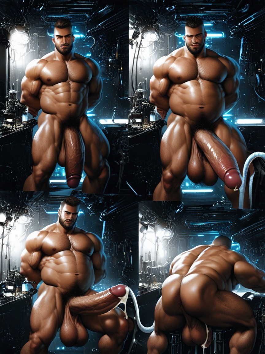 Arms Behind Back, Fat Cock, Transparent Funnel Tube AI Gay Porn