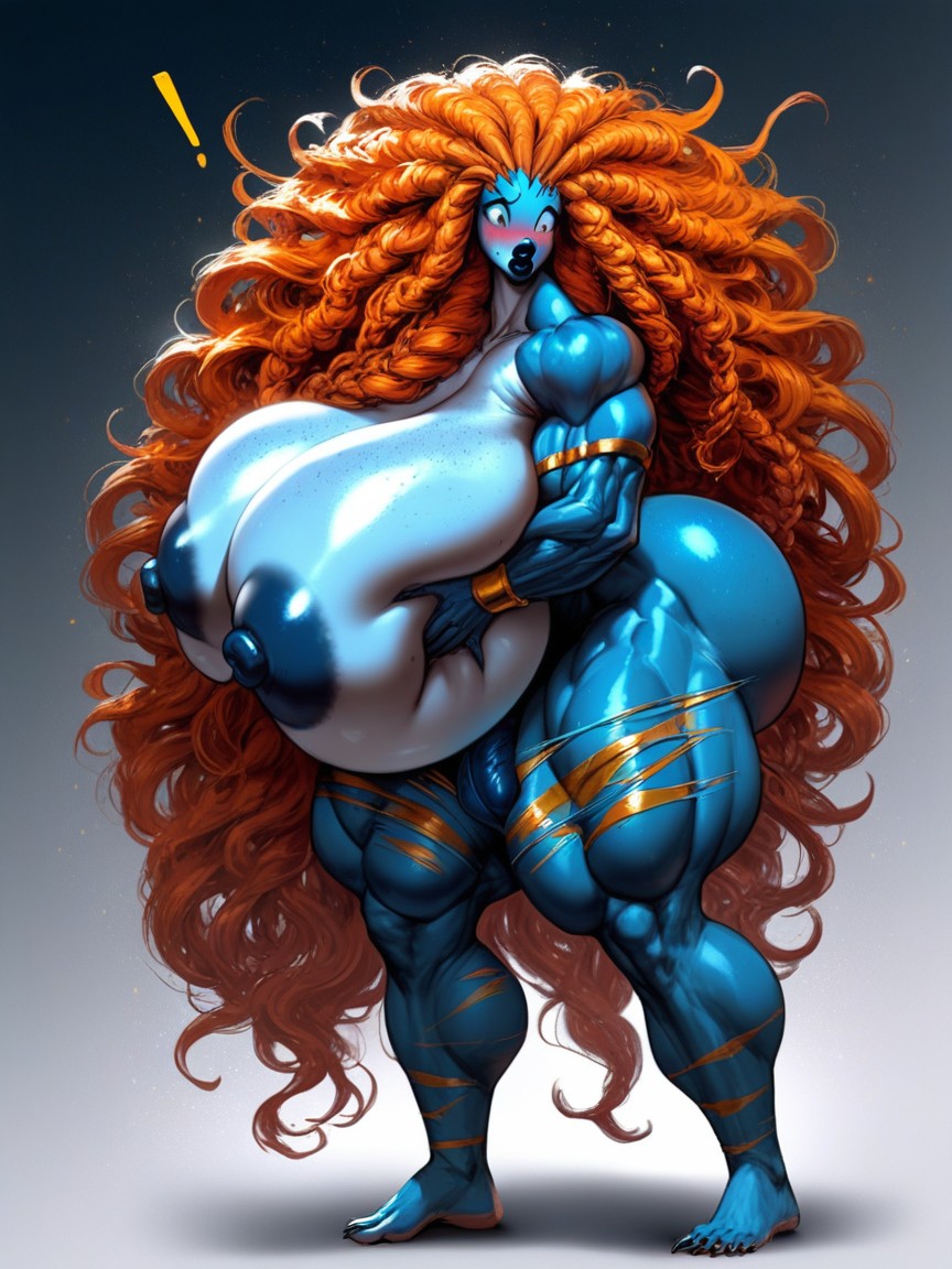 Compact Body, Full Body Piercings, Extremely Muscular Furry AI Porn