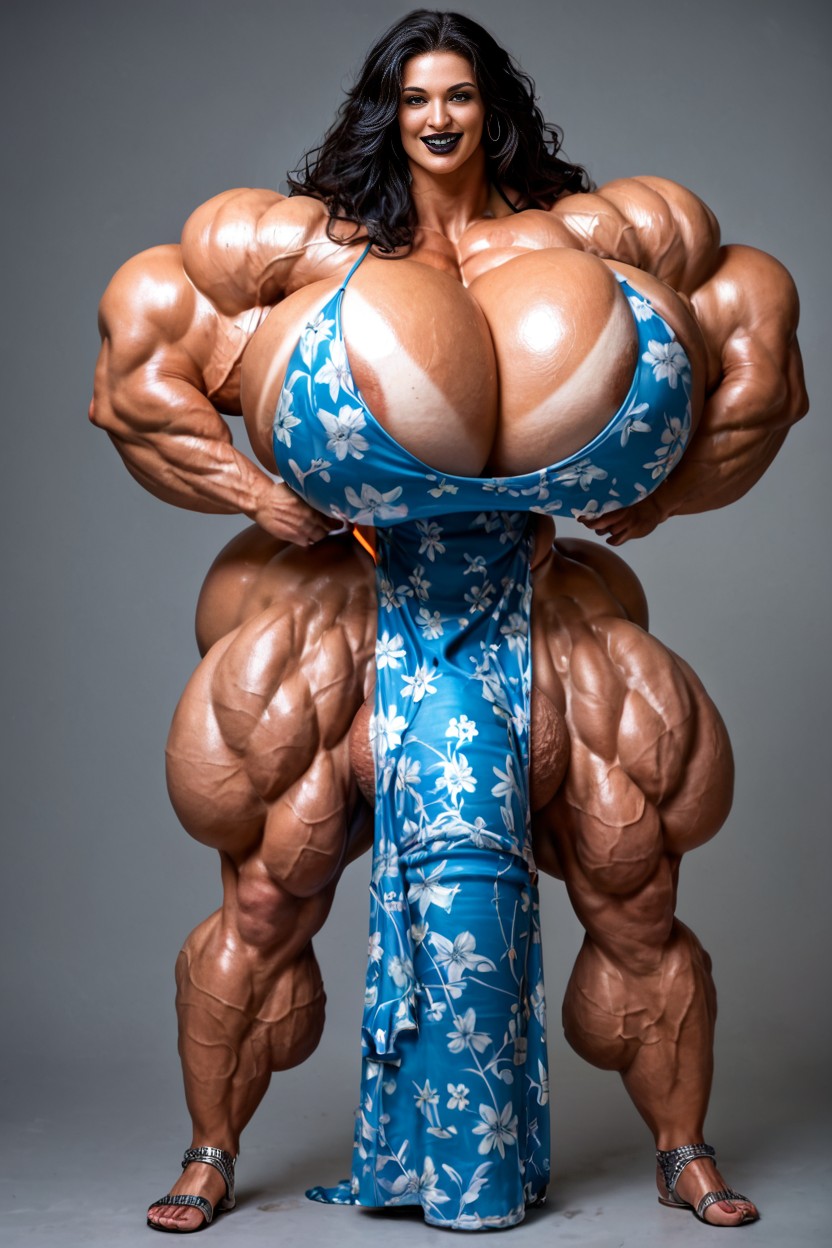 Silk Dress, Ultra Muscular, Extremely Muscular AI Porn