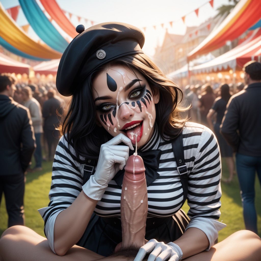 Pores, Black And White Horizontal Striped Shirt, Carnival AI Porn