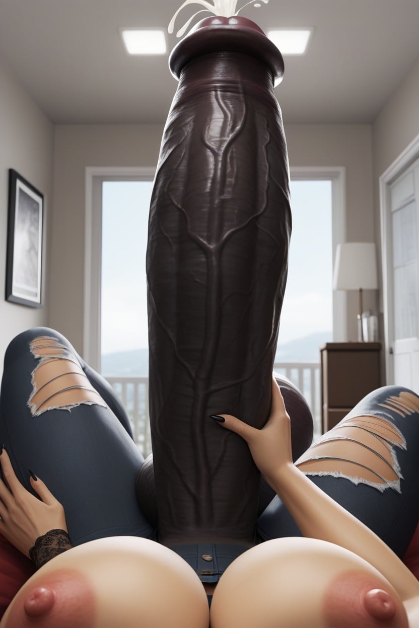 Black Colored Penis, Hourglass Body, Cumming Furry AI Porn