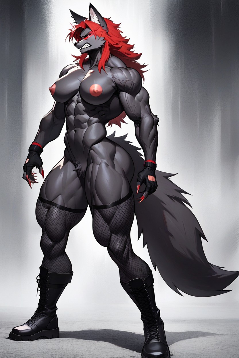 Angry, Large Breast, Fox Furry AI Porn