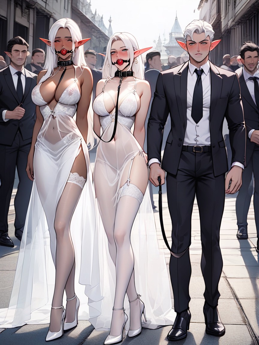 A Gag For Both Women, Bright White Eyes, Full Body AI Porn