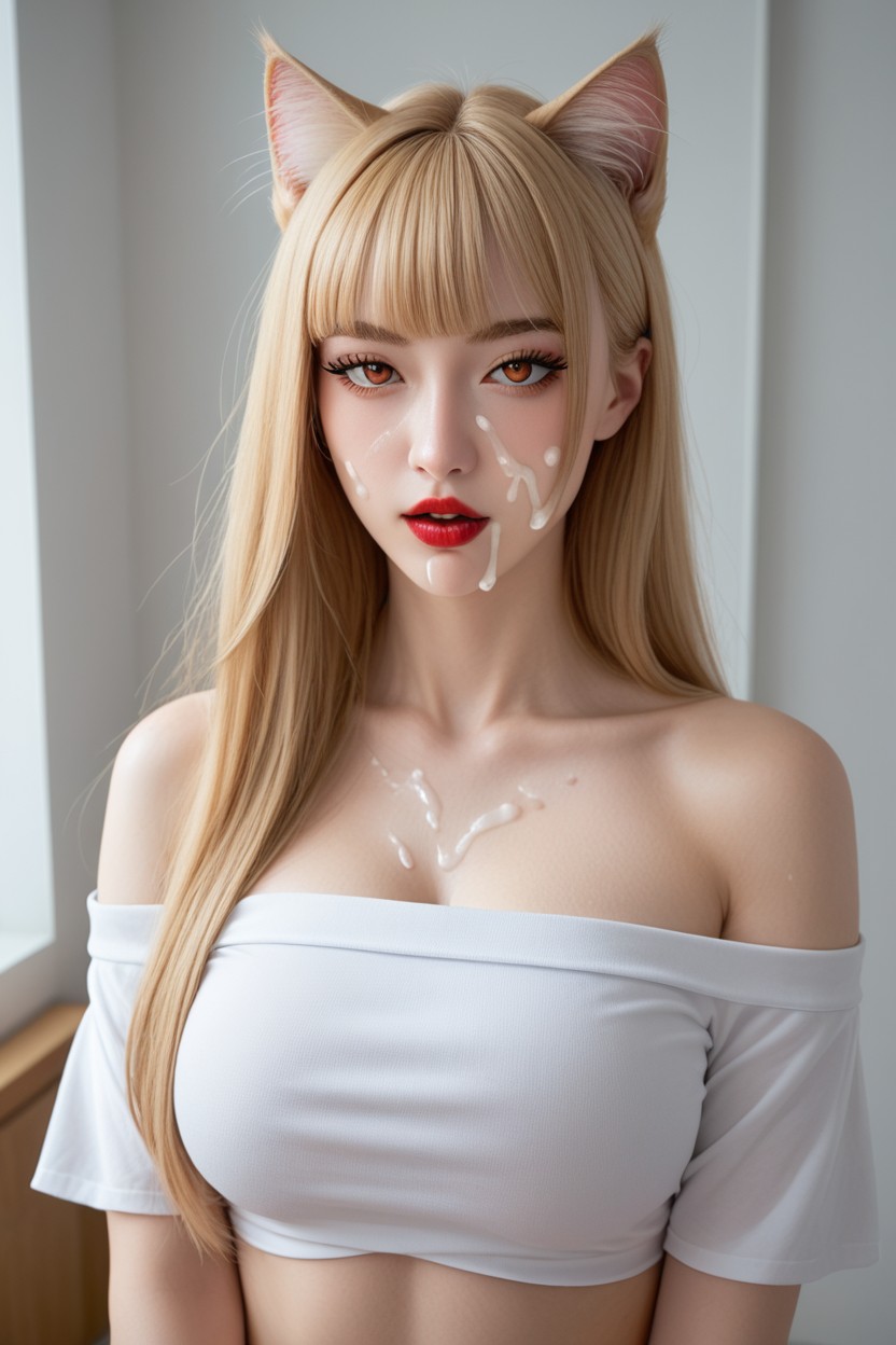 Ring Earrings, Sharp Almond Eyes, Nombril Exposé Porno IA Asiatique
