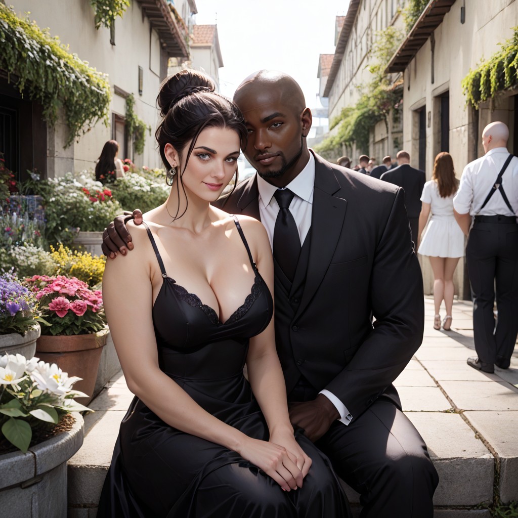 Ensoleillé, Dressed In Formalwear, Sitting In A Row Among Guests At An Outdoor Wedding In A Garden Porno IA Hentai