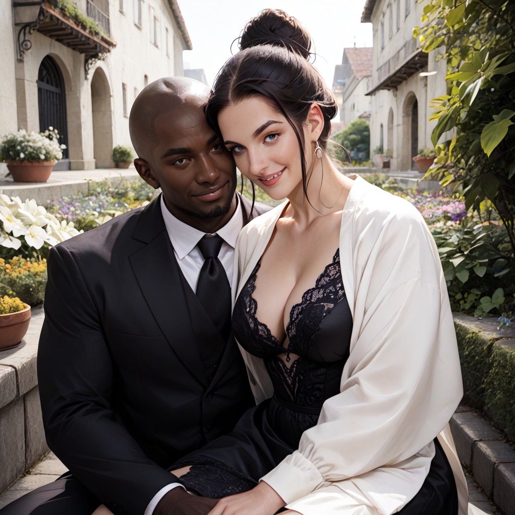 Interracial, Detailed Faces, Beautiful Romantic Setting Hentai IA