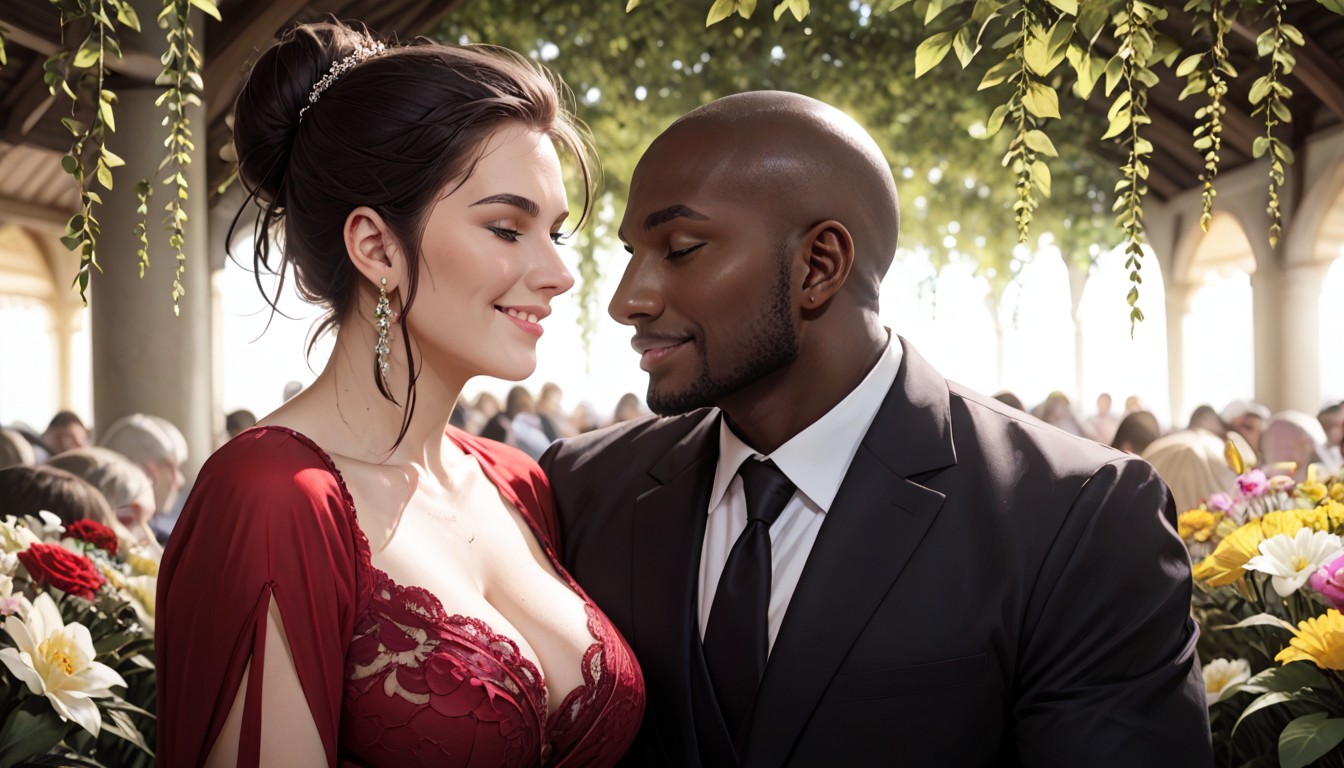 She Is Wearing A Sexy Burgundy Dress, Heureux, Midi Porno IA Hentai