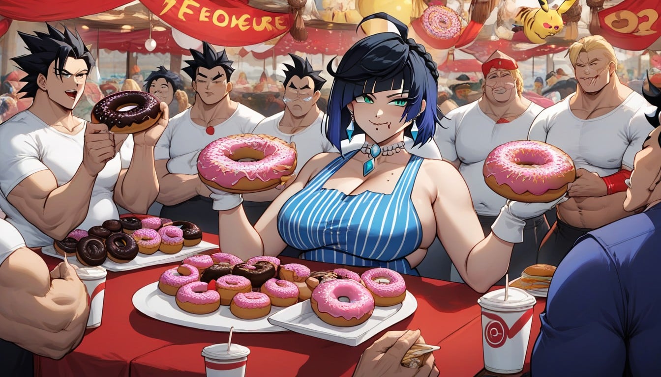 Fat Albedo From Overlord Eating Donuts, Panoramic View, Wendy’s Restaurant Hentai IA