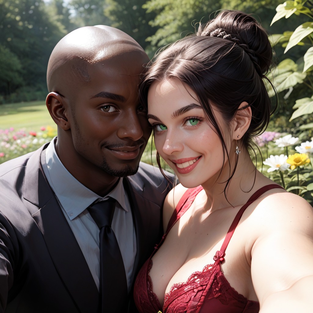 Interracial, Sharp Skin Color Contrast, Submissive White Woman And Dominant African Black Man Porno IA Hentai
