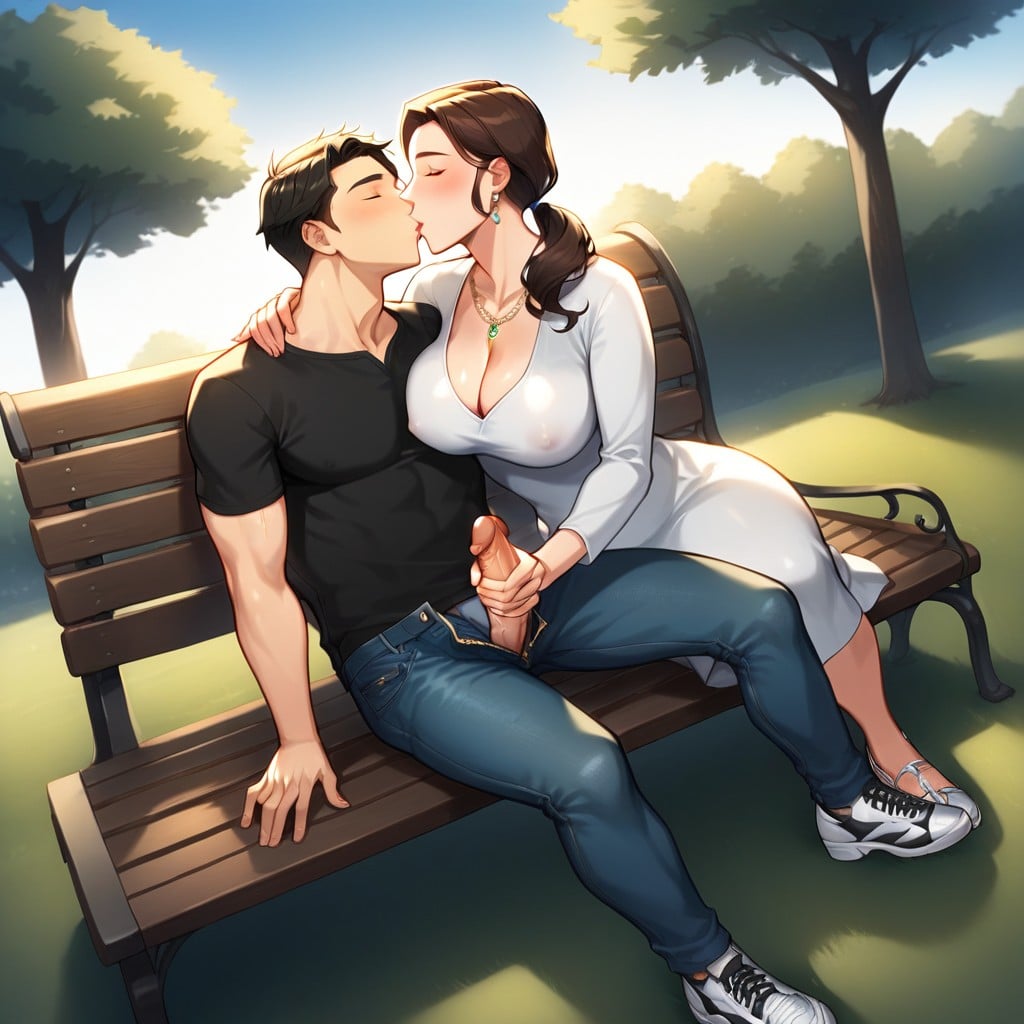 Comfortable Dress, Womans Other Hand Is Jerking Off Man, Dimly Lit Hentai AI Porn