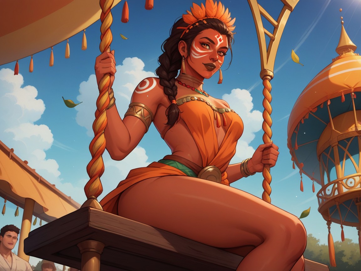 High Color Contrast, Orange Antler Headdress, Nsfw AI Porn