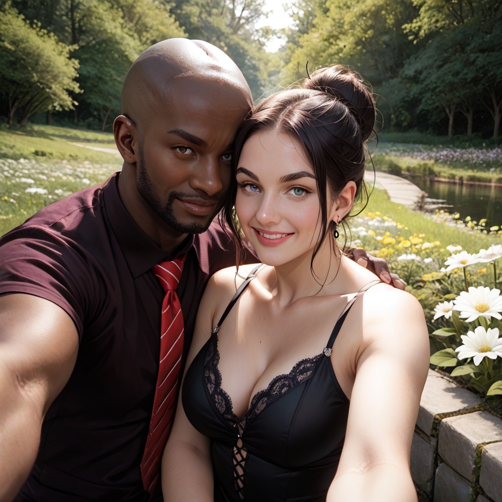 Affectionate, She Is Snuggled Up Against Him, Selfie Hentai KI Porno
