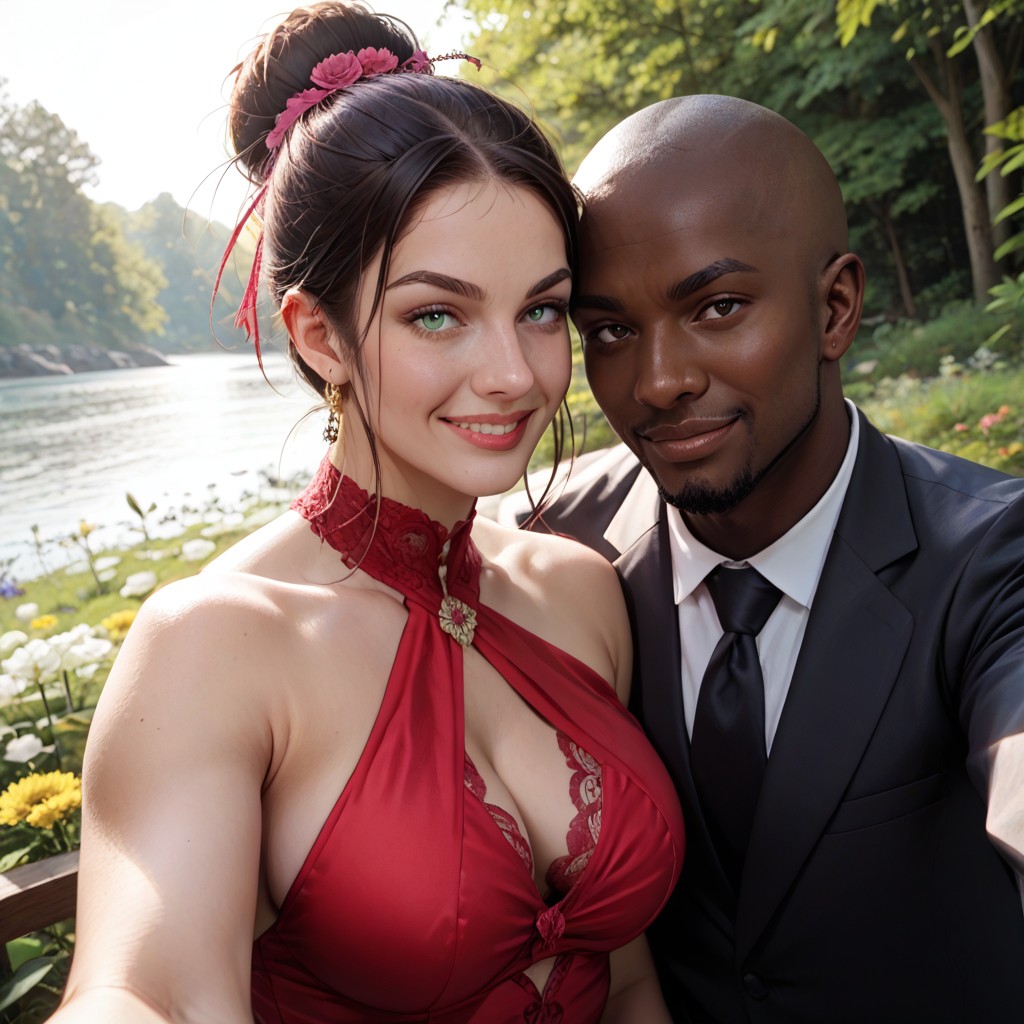 Selfie, Affectionate, Außen Hentai KI Porno