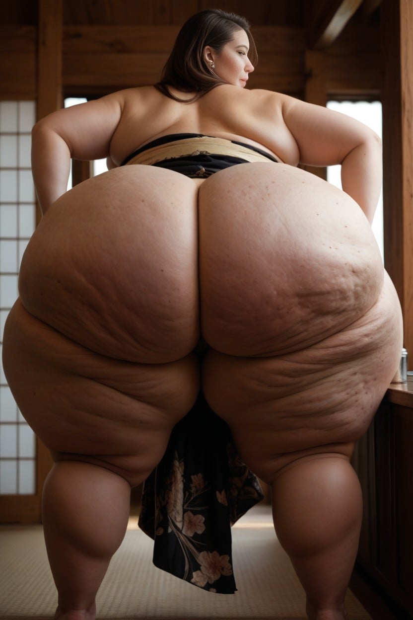 Kimono, Gigantic Ball Like Belly, Anal Sex BBW AI Porn