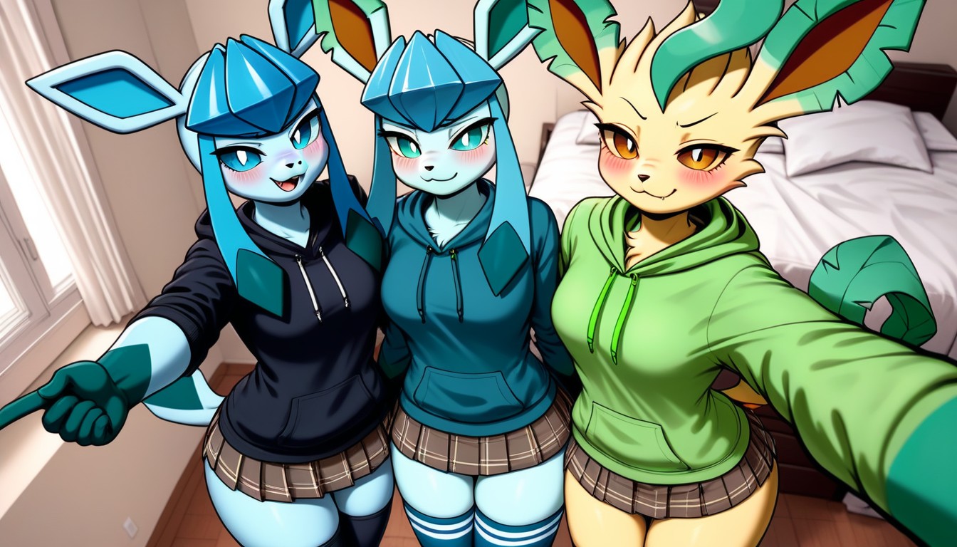 Rounded Ass, Thigh High Socks, Hoodie Furry AI Porn