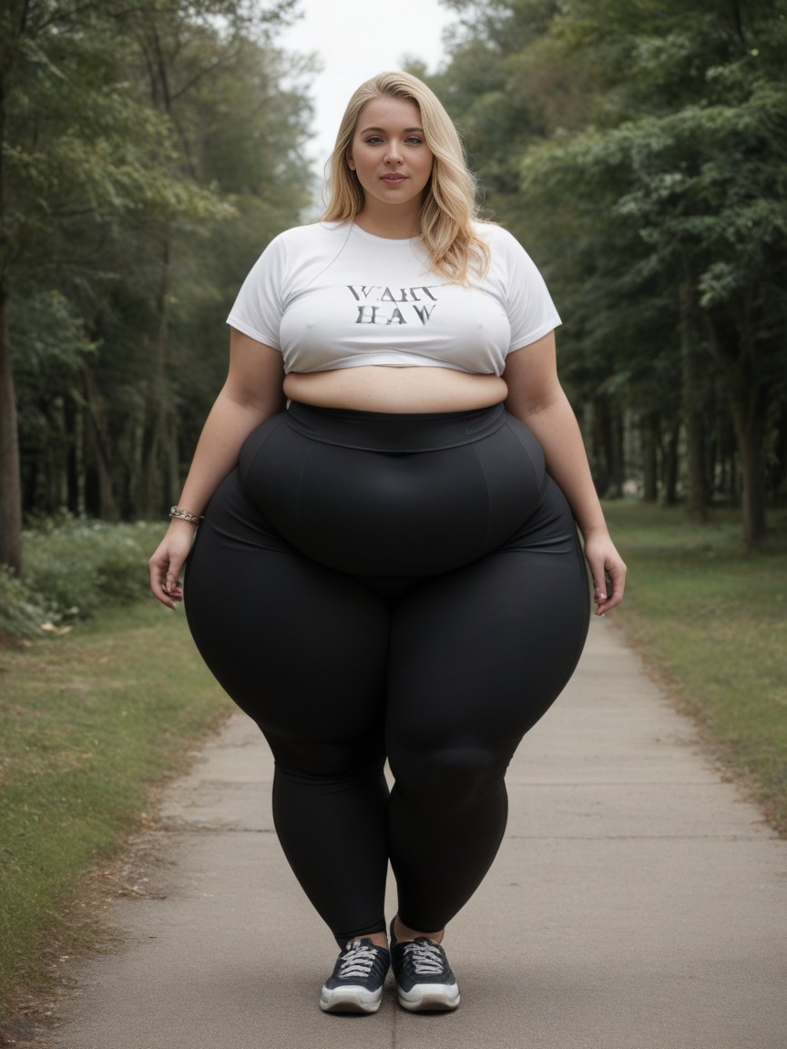 Bigger Hips, Oversized T-shirt, Blonde Hair AI Porn