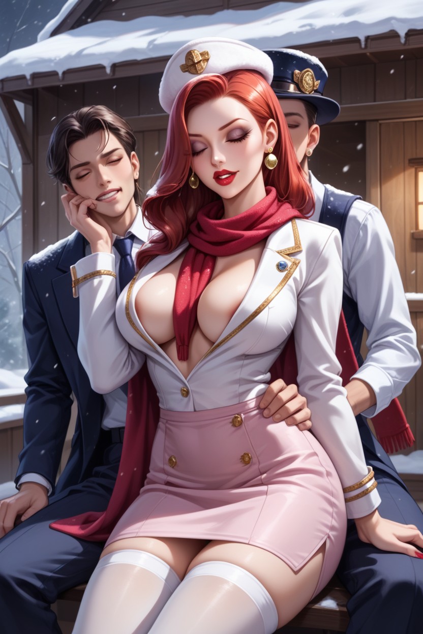 Airplane, Makeup, Pink Skirt Hentai AI Porn