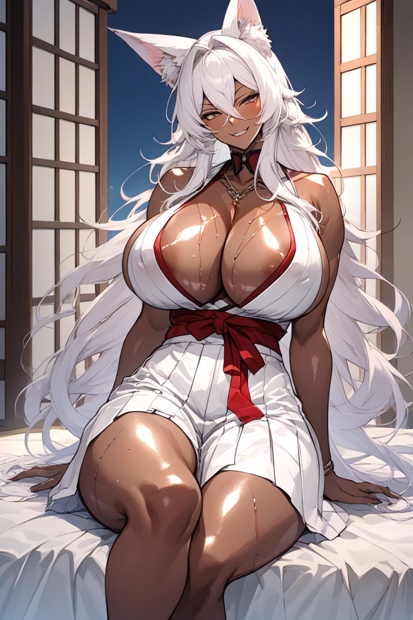 Dark Skin, Curvy Female, Shiny Skin Hentai IA