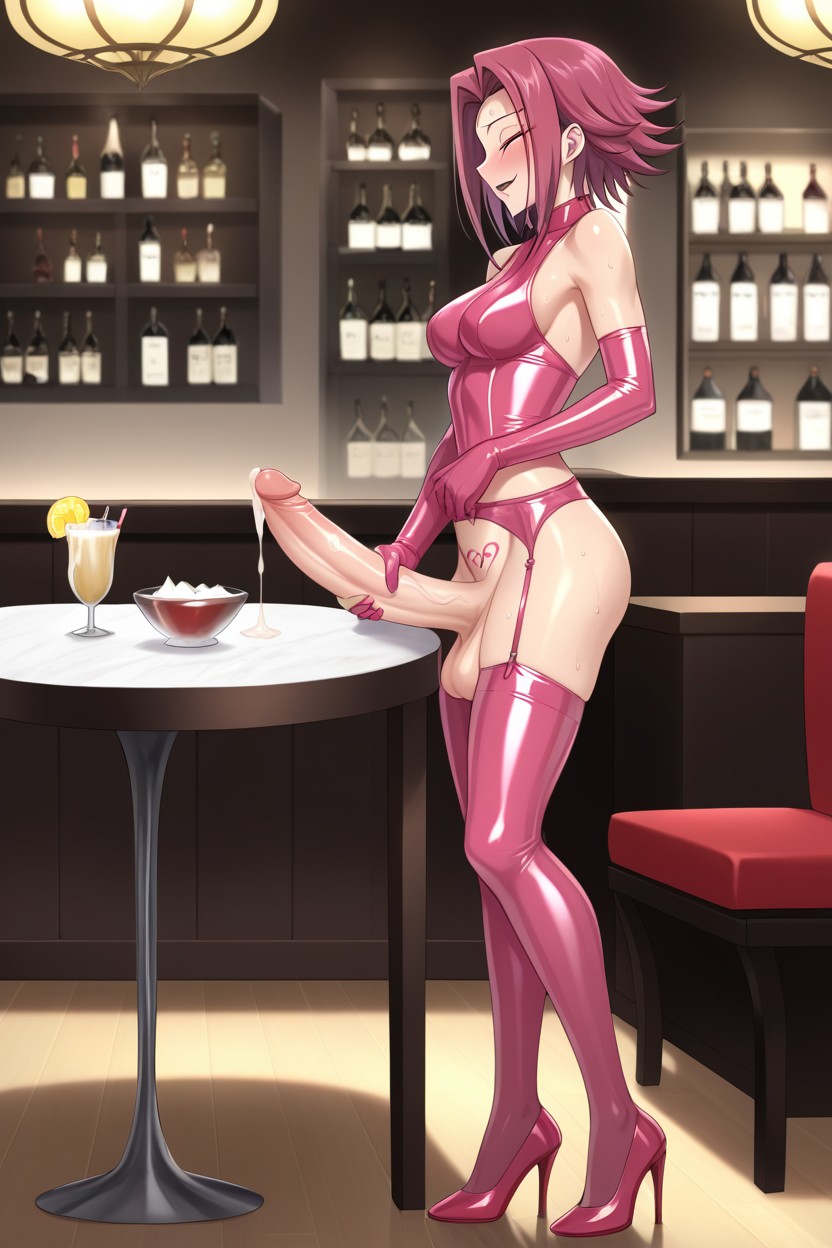 站立, Futa Pink Latex Stockings, Cumming 人妖AI黃片