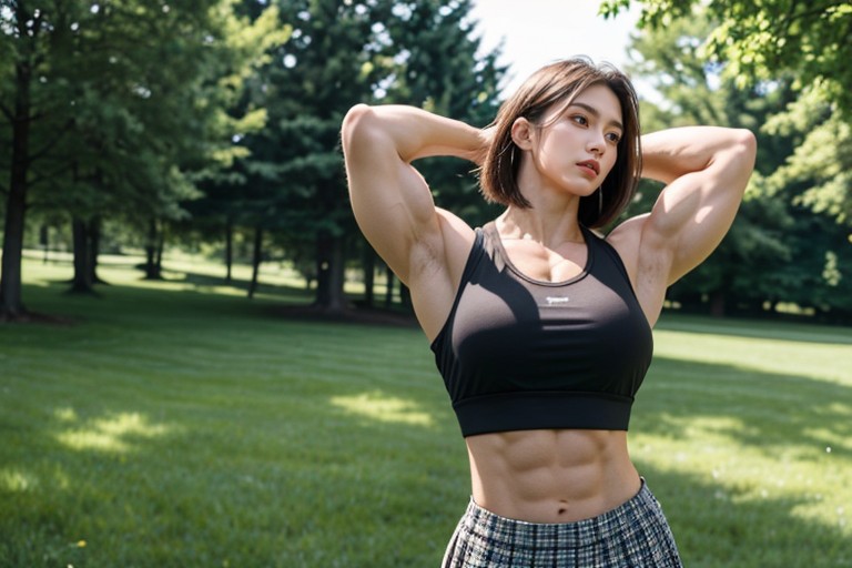 Small Breast, Muscular Traps, Ultra High Details AI Porn