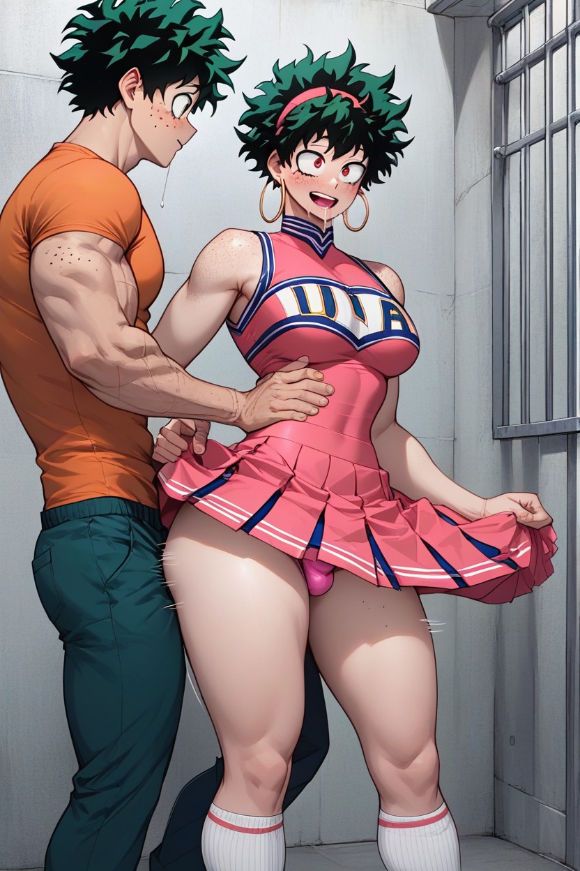 Top Pulled Up, Prisión, Green Hair Hentai IA