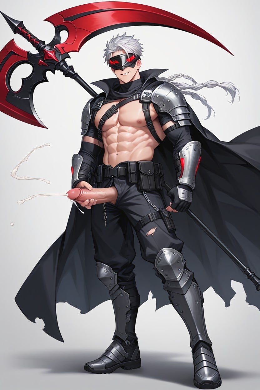 Full Body, Black Gloves With Claws, A Tactical Harness Or Vest With Compartments AI Gay Porn