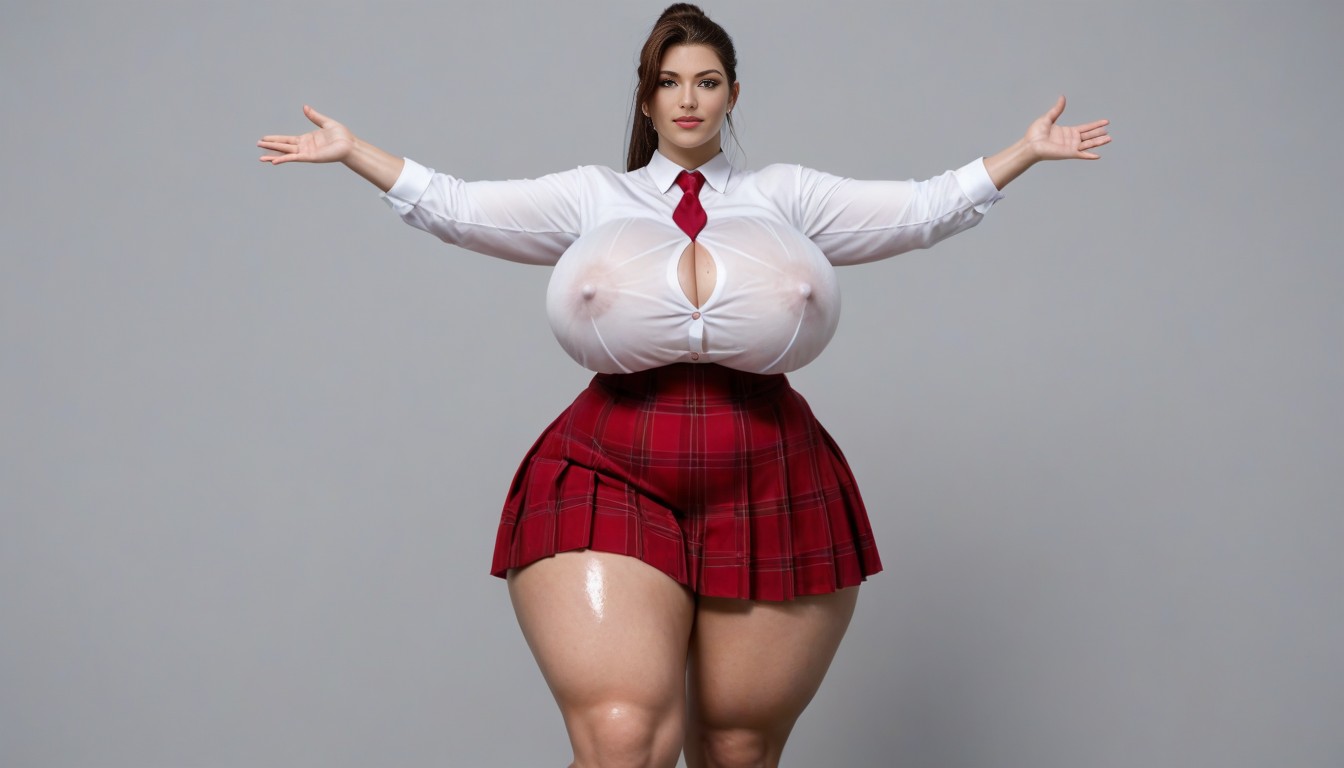 Eyes Wide Open, Uniform, Holding Massive Dildos In Both Hands AI Porn