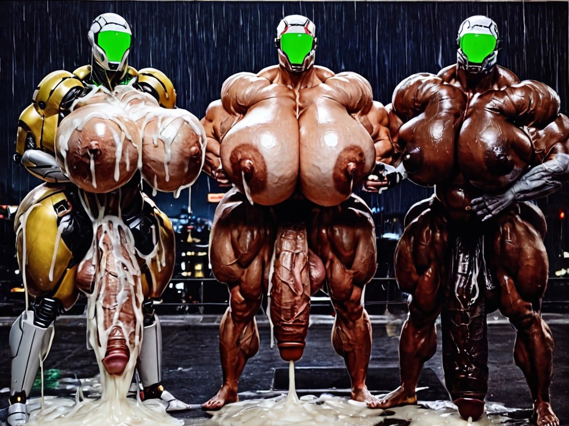 Hyper Muscle, Extremely Big Muscle, Oiled Skin Shemale AI Porn